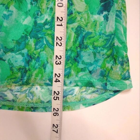 Juniper + Lime Green Tie Front Stretch Lined Tunic Top Size Large Petite LP - Picture 9 of 13